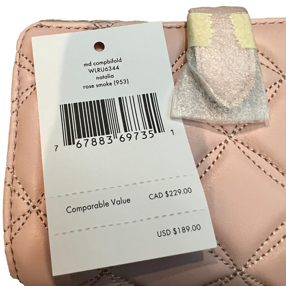 Kate Spade Natalia Rose Smoke quilted Medium Bifold wallet NWT - Picture 2 of 5